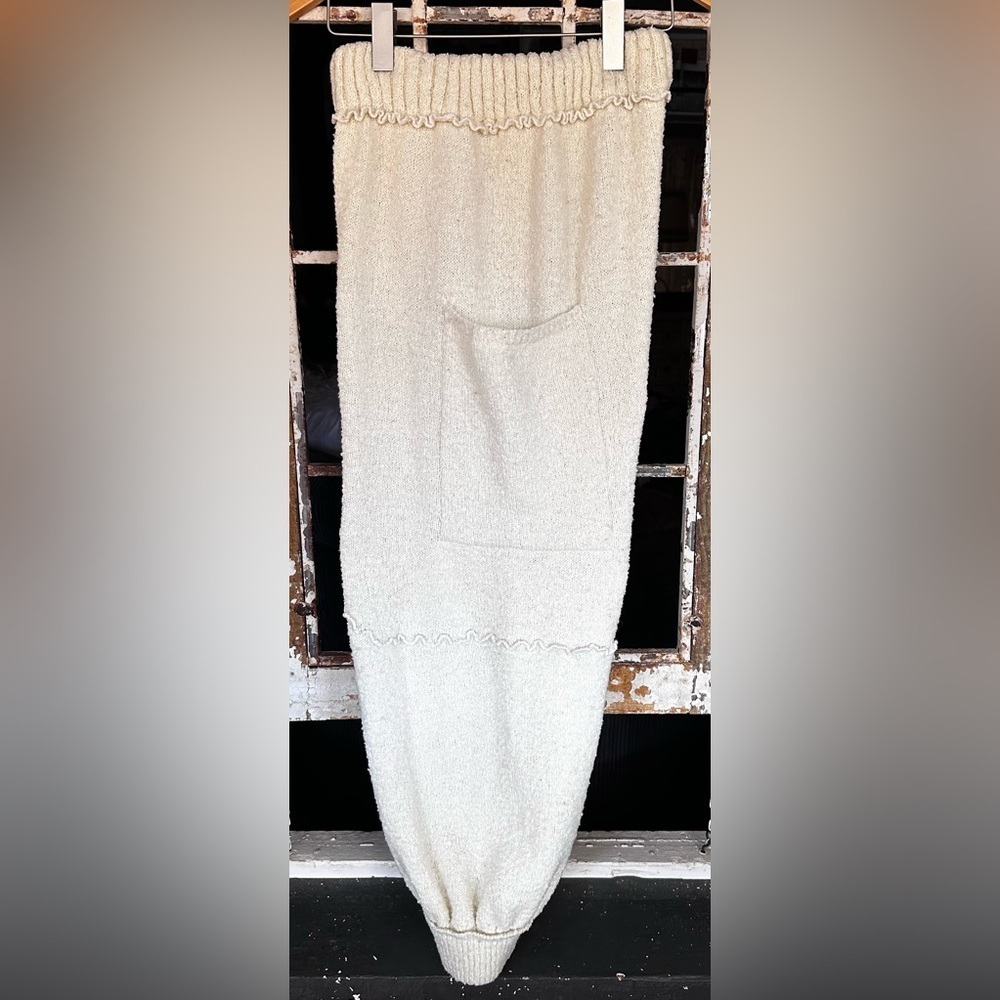 Boho Teddy Fleece Jogger Pants Cream Cozy Lounge Free People Style - Picture 7 of 8